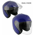 Hawk Blue Dual Visor Open Face Motorcycle Helmet